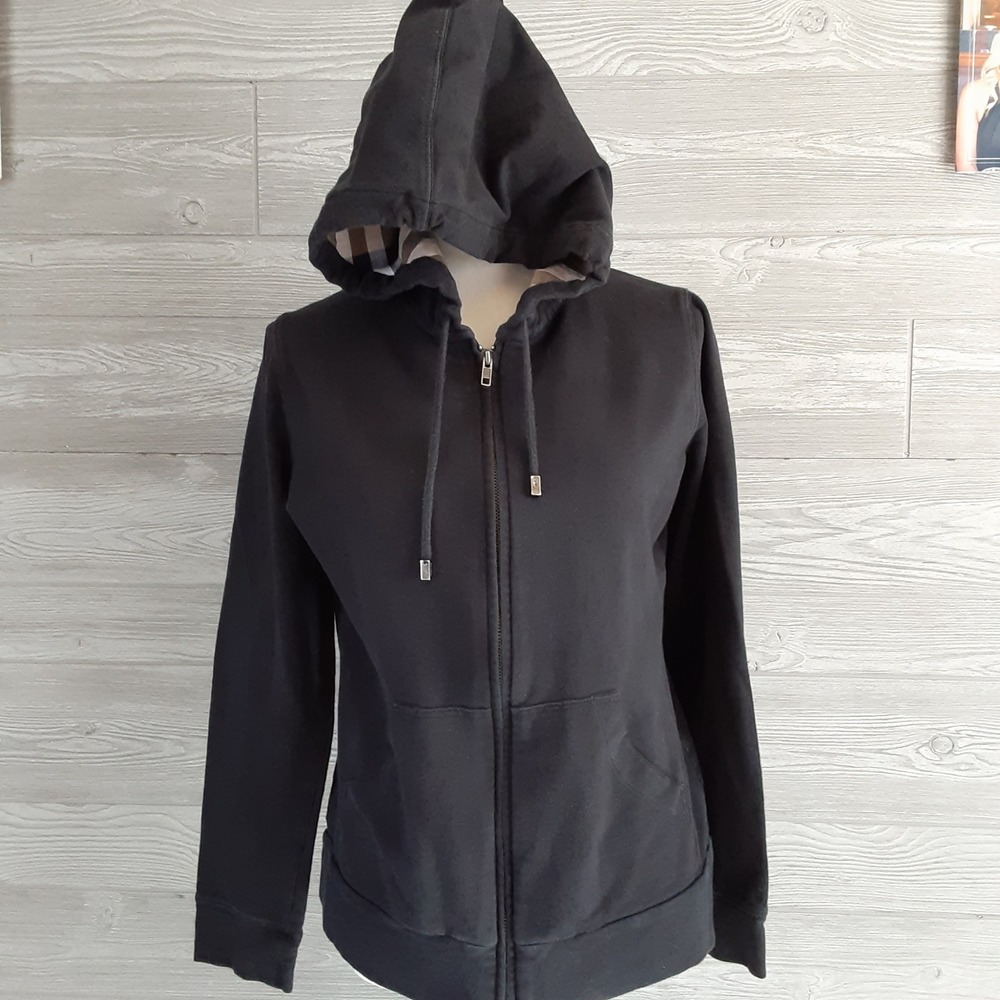 Burberry London Nova Check Zip Up Hoodie Elbow Patch Embroidered Logo RARE  Sz L - Picture 3 of 16